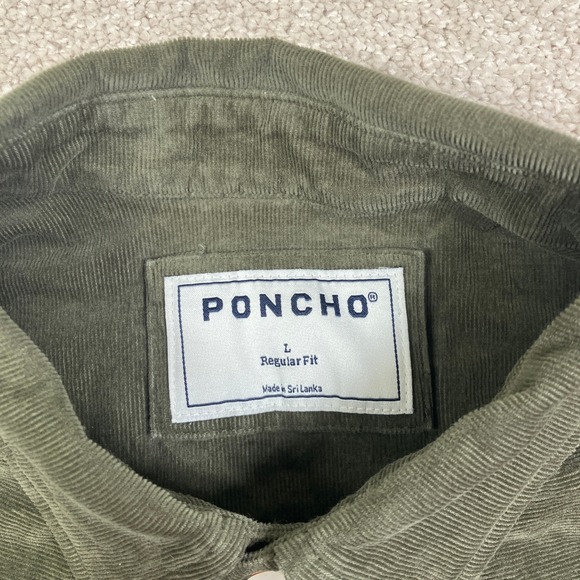 Poncho Corduroy Men's Large Pearl Snap Western Shirt Olive Green Huckberry - Picture 3 of 9